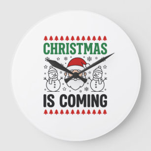 Grande Horloge Ronde Noël arrive, modèle de bonhomme de neige du Père N