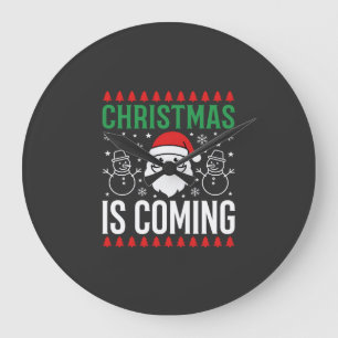 Grande Horloge Ronde Noël arrive Père Noël bonhomme de neige