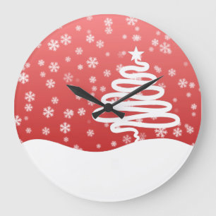 Grande Horloge Ronde Noël blanc