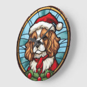 Grande Horloge Ronde Noël Cavalier King Charles Spaniel (Angle)