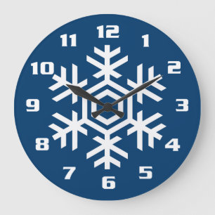 Grande Horloge Ronde Noël classique et élégant de Flocon de neige