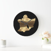 Grande Horloge Ronde Noël Cloches Black Gold Look Festive Élégant (Maison)