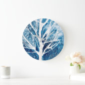 Grande Horloge Ronde Noël du bouleau blanc d'hiver (Maison)