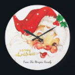Grande Horloge Ronde Noël du Père Noël<br><div class="desc">Père Noël avec Joyeux Noël.</div>