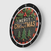 Grande Horloge Ronde Noël en carton de bois (Angle)