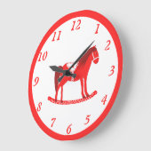 Grande Horloge Ronde Noël scandinave Cheval Rocking (Angle)