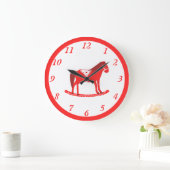 Grande Horloge Ronde Noël scandinave Cheval Rocking (Maison)