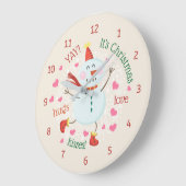 Grande Horloge Ronde Noël Snowman Hugs Love Kisses (Angle)
