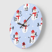 Grande Horloge Ronde Noël Snowman Motif (Angle)