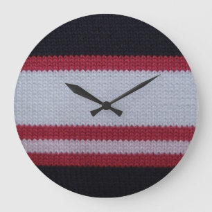 Grande Horloge Ronde Noir blanc rouge : Motif en tissu lainé nui
