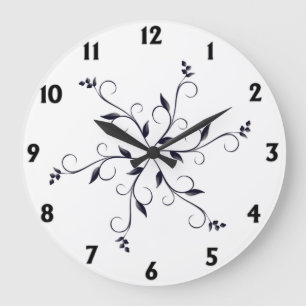 Grande Horloge Ronde Noir et blanc Fancy Design Arrondi ou Carré