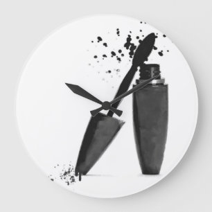Grande Horloge Ronde Noir et blanc girly de mode de maquillage de