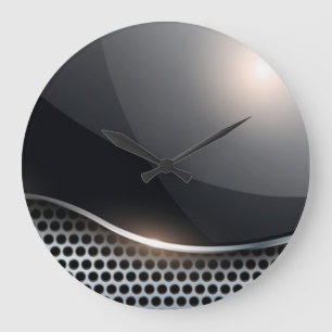 Grande Horloge Ronde Noir et chrome