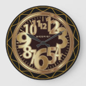Grande Horloge Ronde Noir et Or antique Abstrait (Recto)