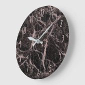 Grande Horloge Ronde Noir et or rose Paillettes Rose Marbre Glamour Ten (Angle)