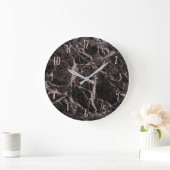 Grande Horloge Ronde Noir et or rose Paillettes Rose Marbre Glamour Ten (Maison)