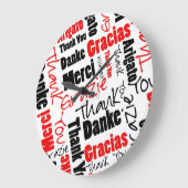 Grande Horloge Ronde Noir et rouge Merci Mot Cloud (Angle)