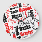 Grande Horloge Ronde Noir et rouge Merci Mot Cloud (Recto)