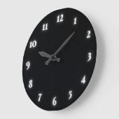 Grande Horloge Ronde Noir moderne (Angle)