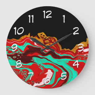 Grande Horloge Ronde Noir, Or, Bourgogne, Marbre