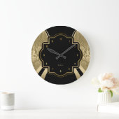 Grande Horloge Ronde Noir & Or Damas conception géométrique (Maison)