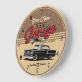 Grande Horloge Ronde Noir personnalisé 1955 Voiture Garage Grande horlo (Angle)