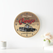 Grande Horloge Ronde Noir personnalisé 1955 Voiture Garage Grande horlo (Maison)