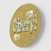 Grande Horloge Ronde Nom Cheryl Avec Fleurs Frangipani, (Angle)