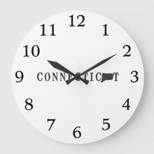 Grande Horloge Ronde Nom Connecticut avec lettre en forme d'état