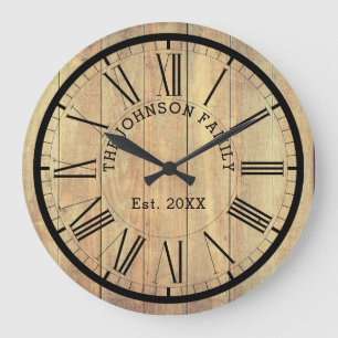 Grande Horloge Ronde Nom de famille de campagne & Établissement Bois