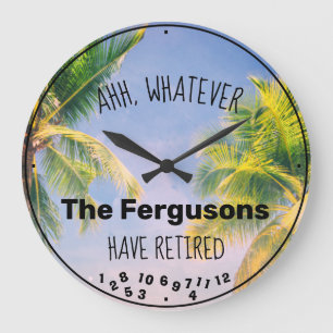 Grande Horloge Ronde Nom de famille de deux retraités Palm Trees Retra