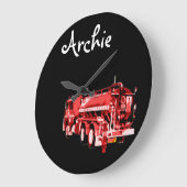 Grande Horloge Ronde Nom De L'Archie Avec Camion Red Fire, (Angle)