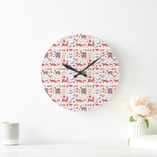 Grande Horloge Ronde Nom du Motif animal de léopard élégant