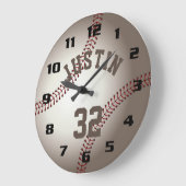Grande Horloge Ronde Nom et numéro de base-ball (Angle)