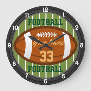 Grande Horloge Ronde Nom et numéro de football personnalisé