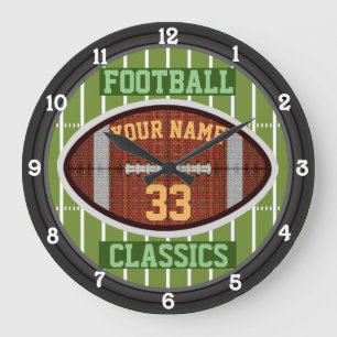 Grande Horloge Ronde Nom et numéro de football personnalisé 3.0