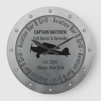 Grande Horloge Ronde Nom Grill Master Bartender Aviation Bar & Grill