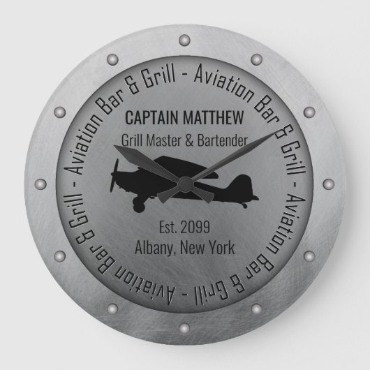 Grande Horloge Ronde Nom Grill Master Bartender Aviation Bar & Grill (Recto)
