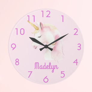 Grande Horloge Ronde Nom licorne rose