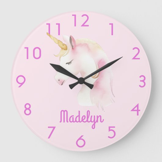 Grande Horloge Ronde Nom licorne rose (Recto)