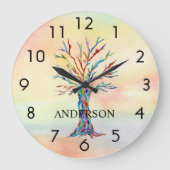 Grande Horloge Ronde Nom Monogramme Arborescence arc-en-ciel (Recto)