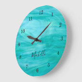 Grande Horloge Ronde Nom Monogramme Turquoise (Angle)