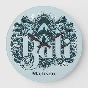 Grande Horloge Ronde Nom personnalisé Bali