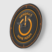 Grande Horloge Ronde NOM PERSONNALISÉ Bouton d'alimentation Neon Pannea (Angle)
