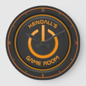 Grande Horloge Ronde NOM PERSONNALISÉ Bouton d'alimentation Neon Pannea (Recto)