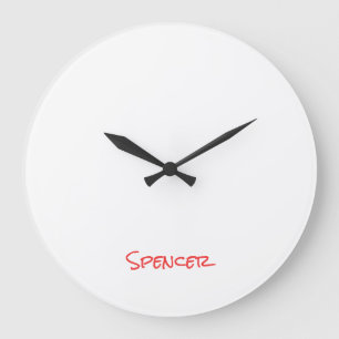 Grande Horloge Ronde Nom personnalisé minimaliste monogramme