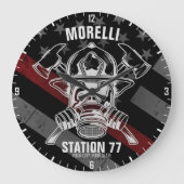 Grande Horloge Ronde Nom personnalisé Pompier Station du service d'ince (Recto)