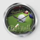 Grande Horloge Ronde Nom personnalisé Pool Hall Billard Salle de jeu Sn (Recto)