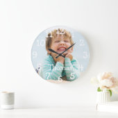 Grande Horloge Ronde Nom photo personnalisé moderne (Maison)