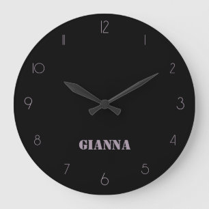 Grande Horloge Ronde Nom quartz Rose noir minimaliste et élégant